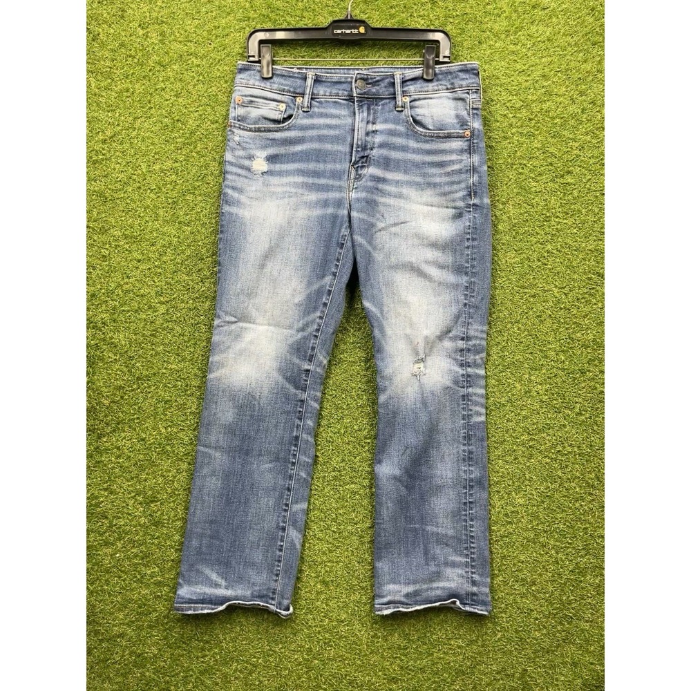 American Eagle Jeans Mens 31x30 Original Boot Cut Light Wash Stretch Denim y2k
